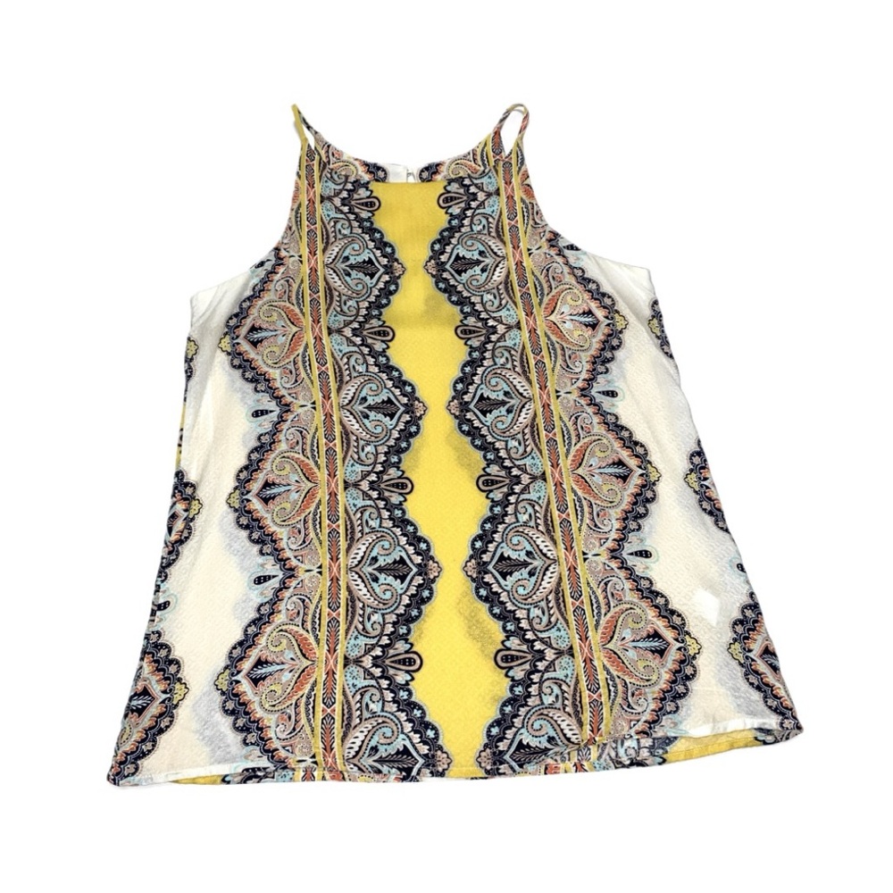 NWT Sleeveless Yellow & White Paisley Tank